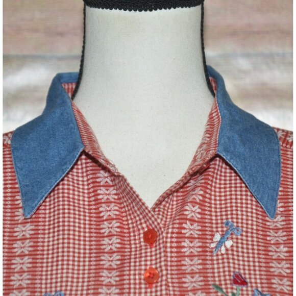 Vintage Citi Craze Women's Embroidered Floral Button Front Shirt 18W Granny Core - Picture 3 of 11